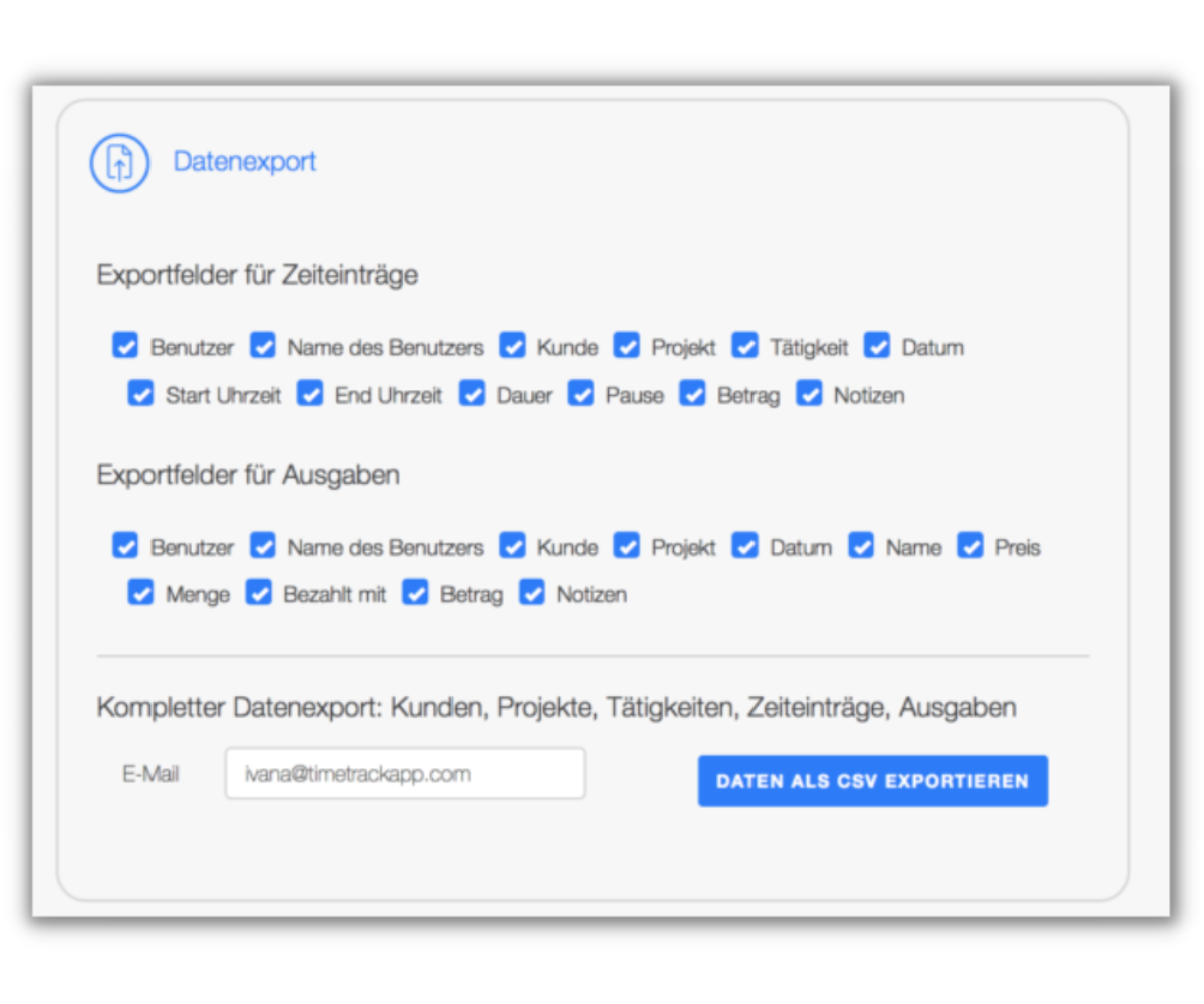 timetrack pro export