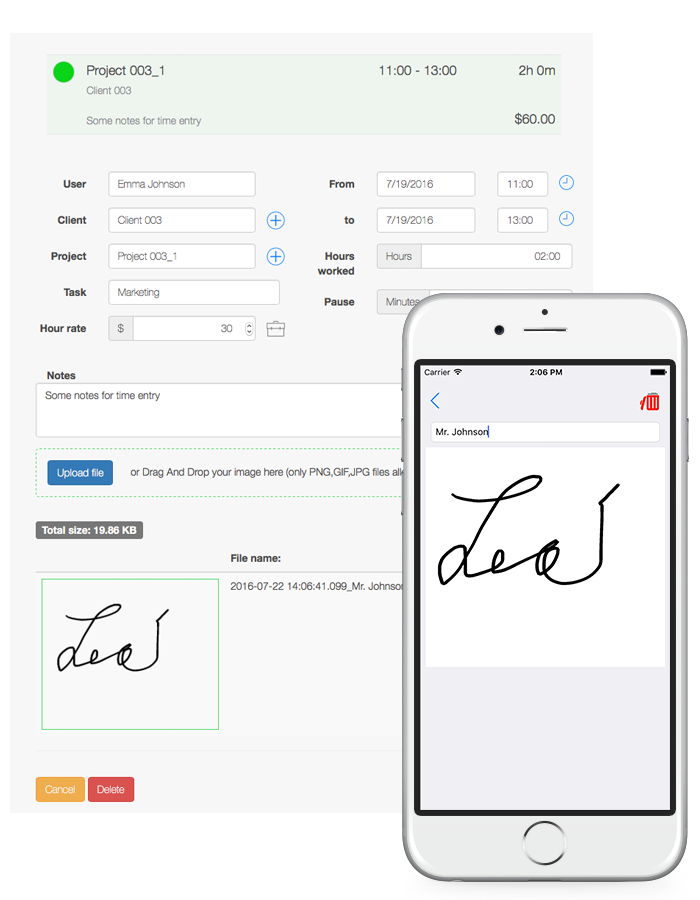 Client signature web app