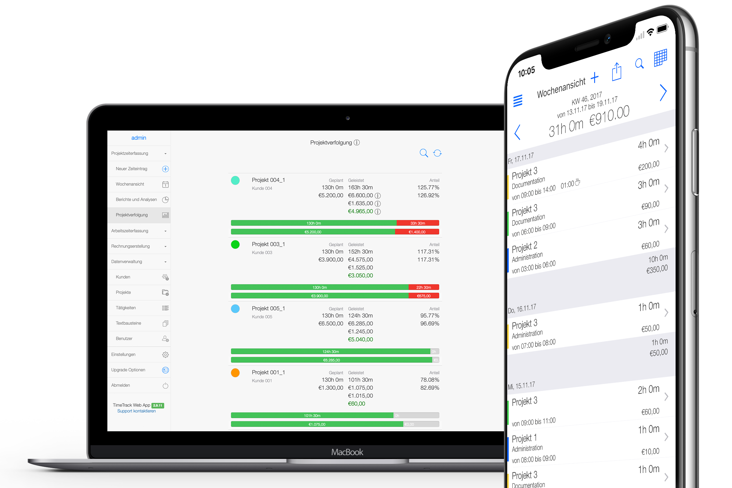 Projektzeiterfassung Übersicht