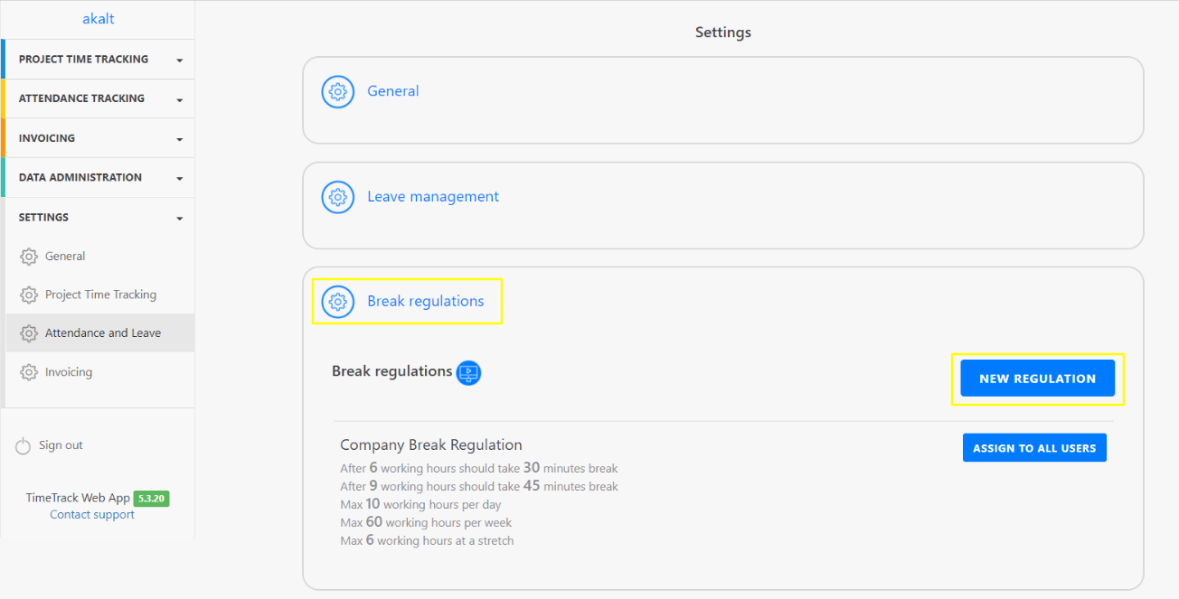 Break Working Time Regulation