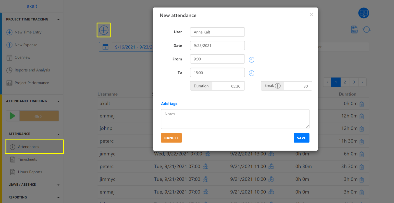 Subsequent attandances enter attandances manually