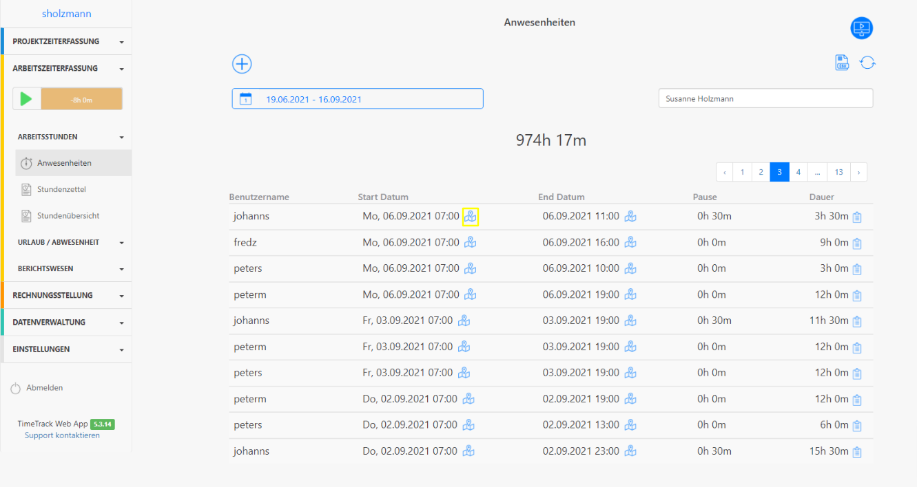 Mobile Anwesenheitserfassung GPS Funktion