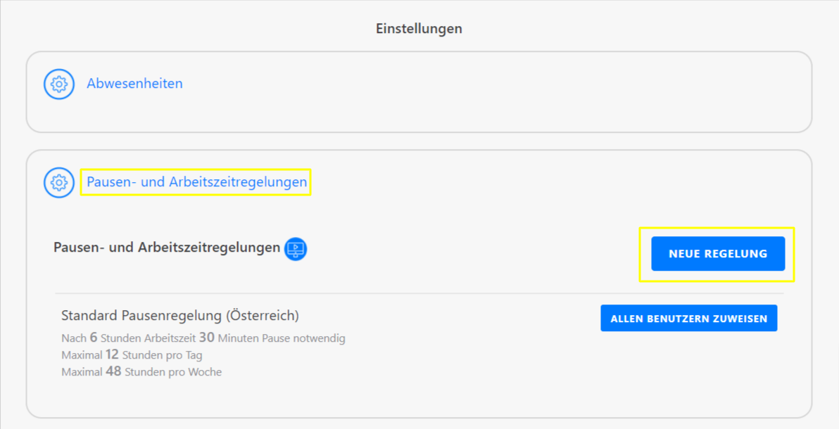Pausenregelung und Arbeitszeitregelung Pausenregelungen erstelllen