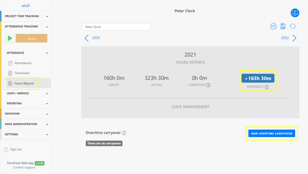 Planned Working Hours Overtime