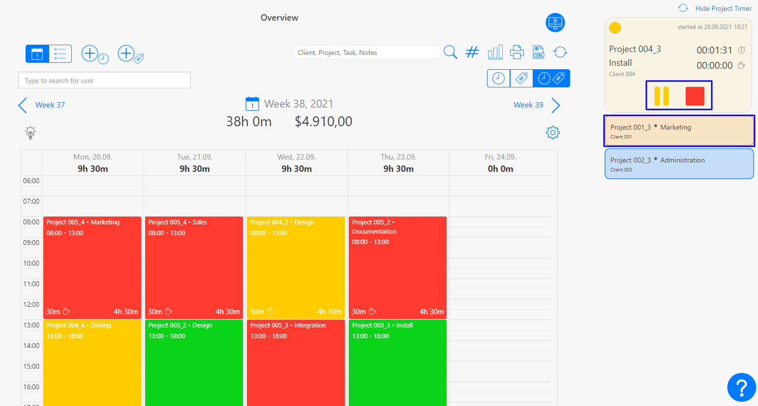 Project Timer Project time tracking