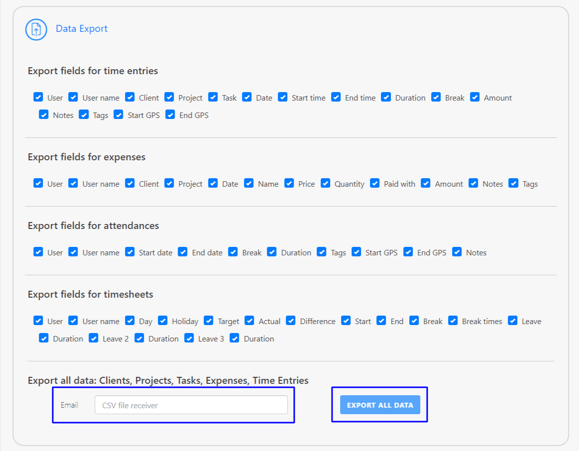 Data Import/Export - Export CSV to the E-mail
