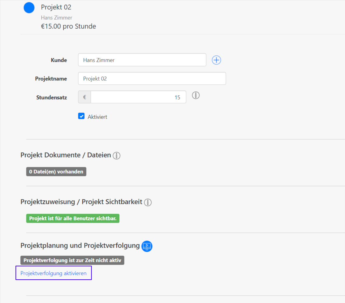 projektverfolgung-aktivieren