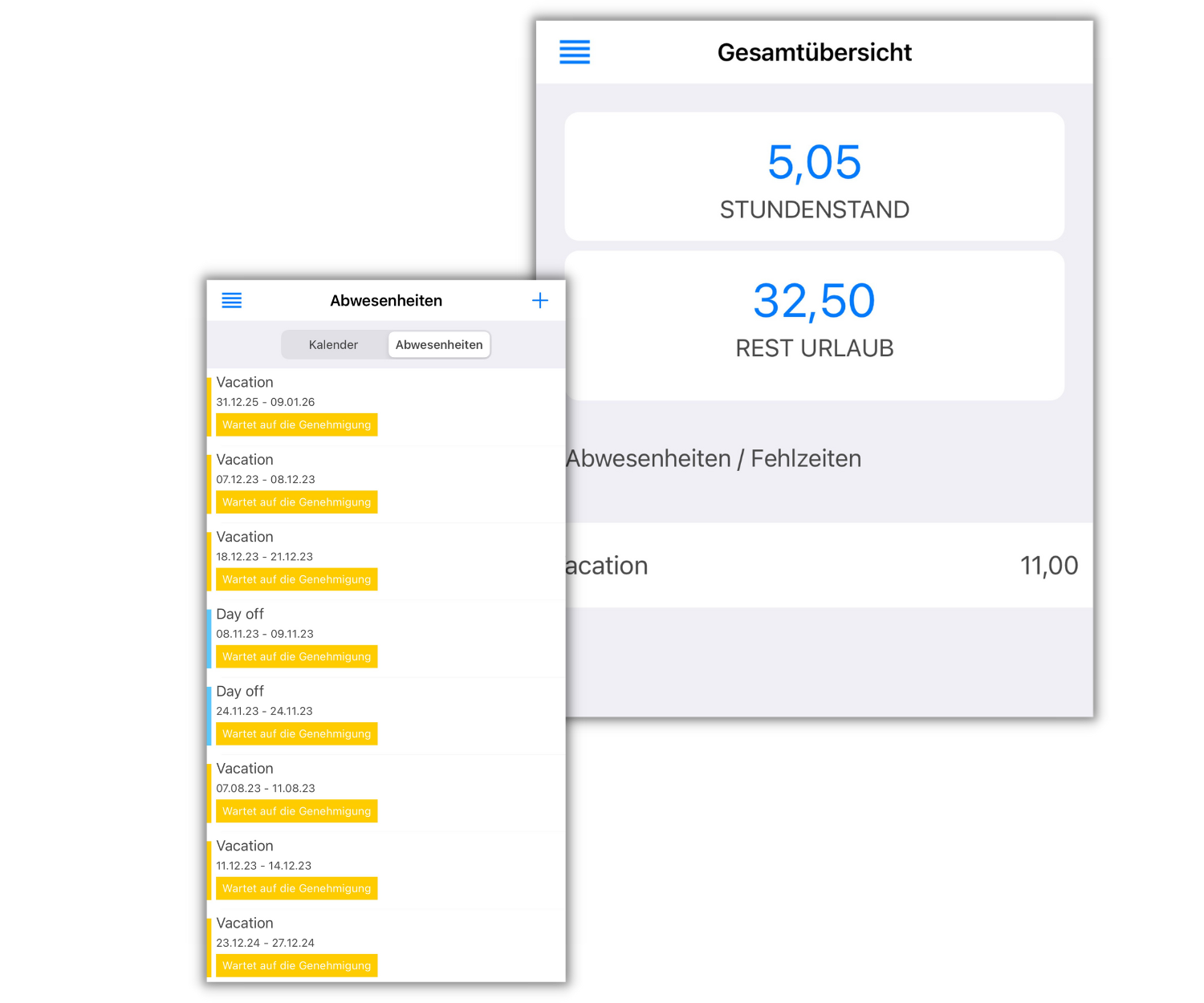 Mobile App Gesamtübersicht