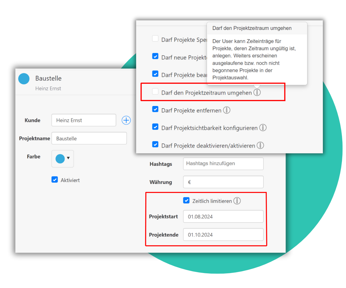Projektzeiten limitieren