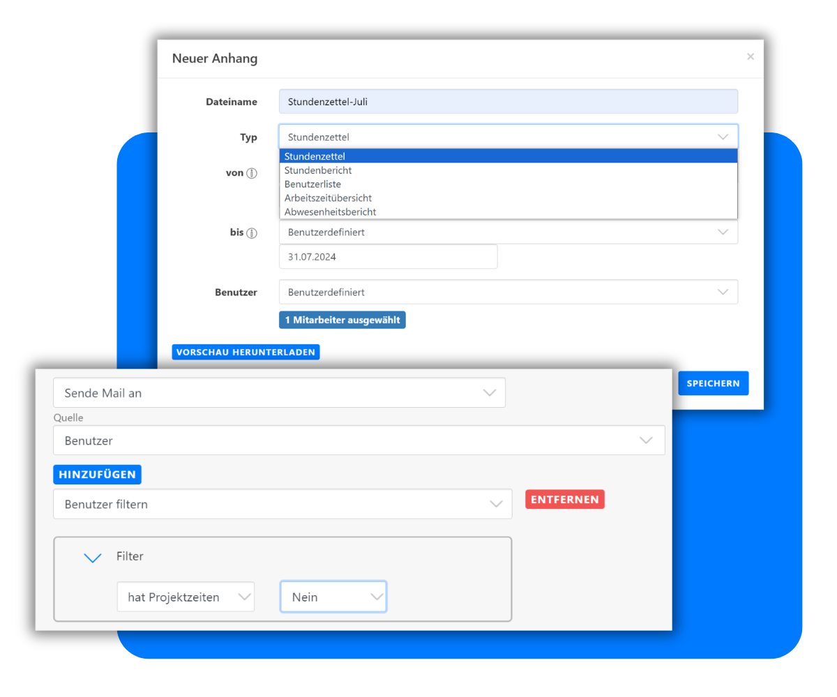 Workflows - Stundenzettel, Projektzeiten