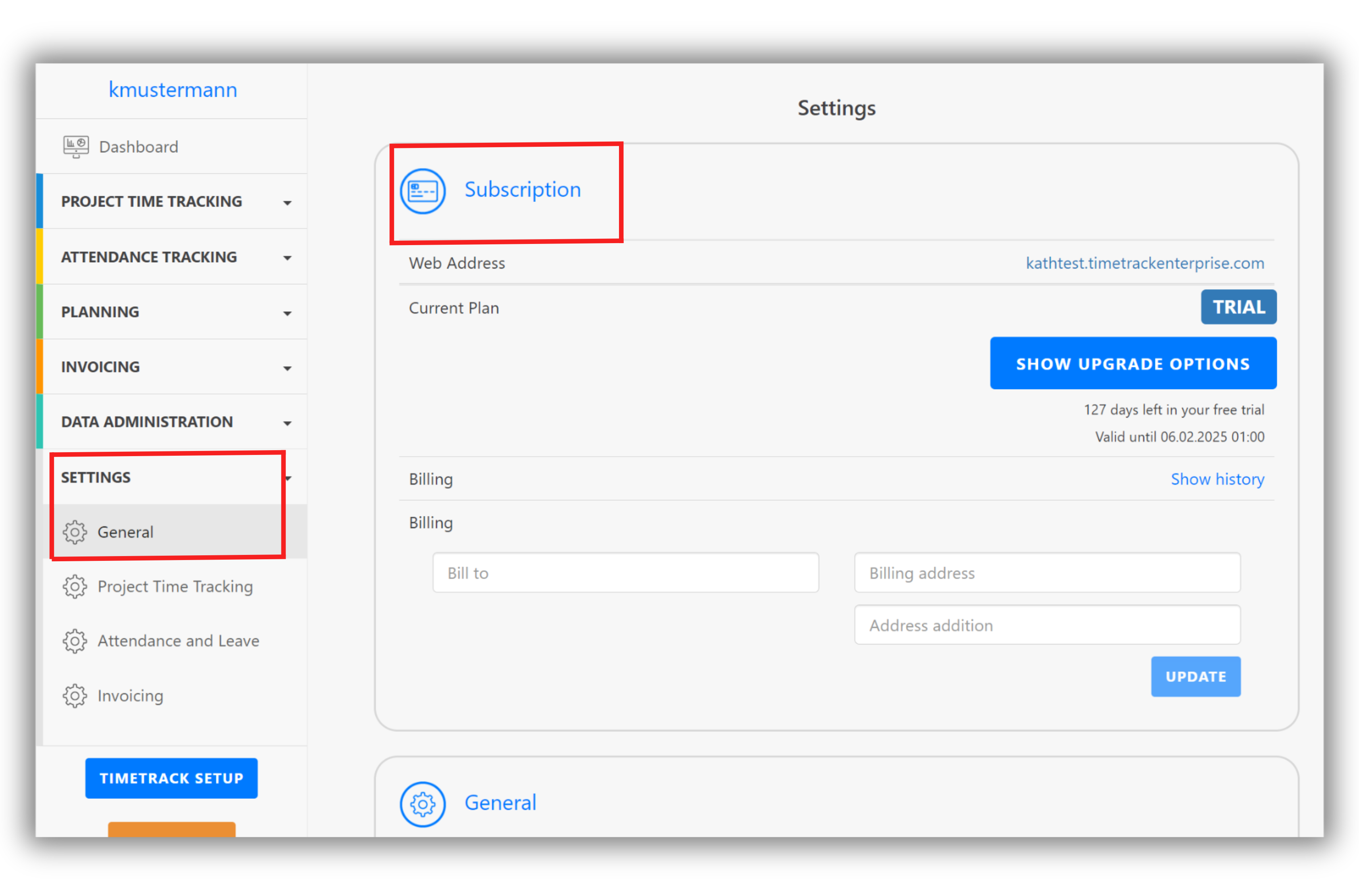 subscription settings