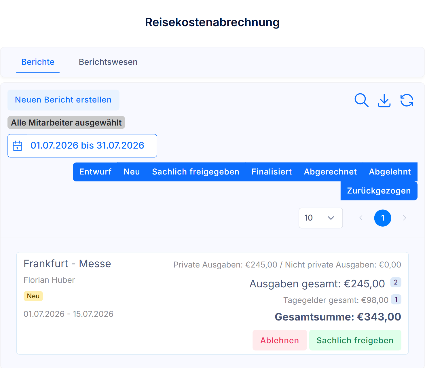 Reisekostenabrechnung