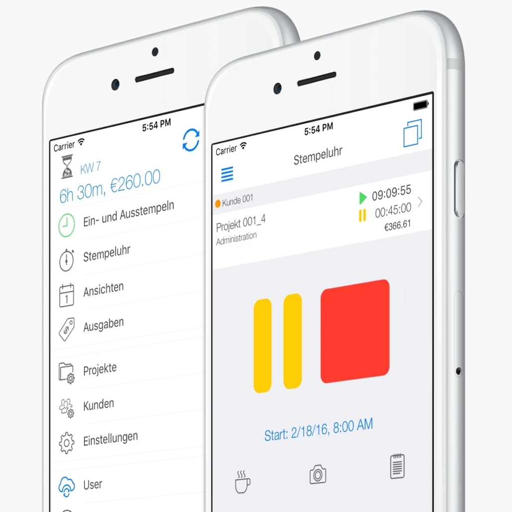 Projektzeiterfassung - Stempeluhr Mobile App