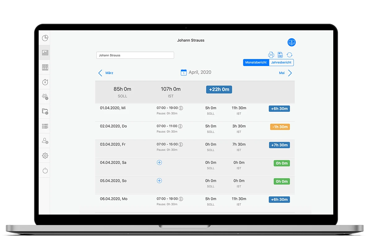 Abwesenheitsverwaltung Stundenzettel