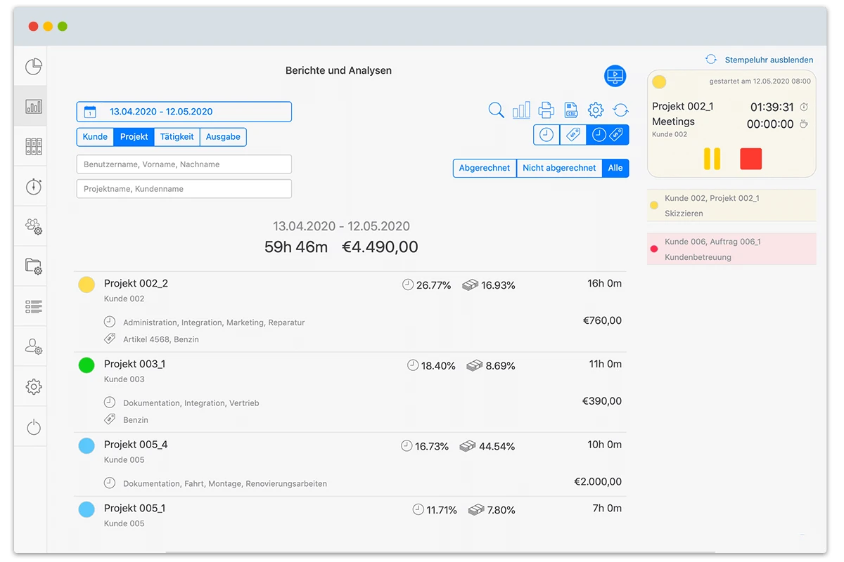 Projektzeiterfassung Projekt Stempeluhr