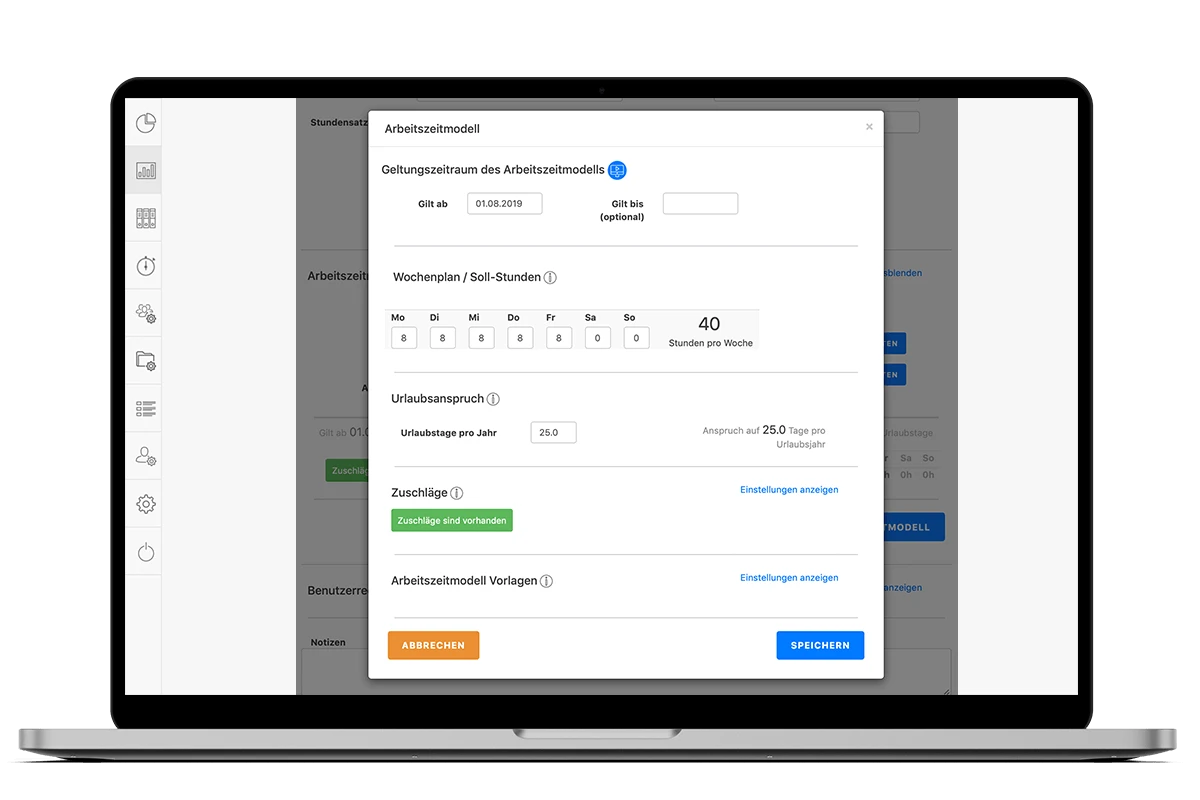 Arbeitszeiterfassung Arbeitszeitmodell