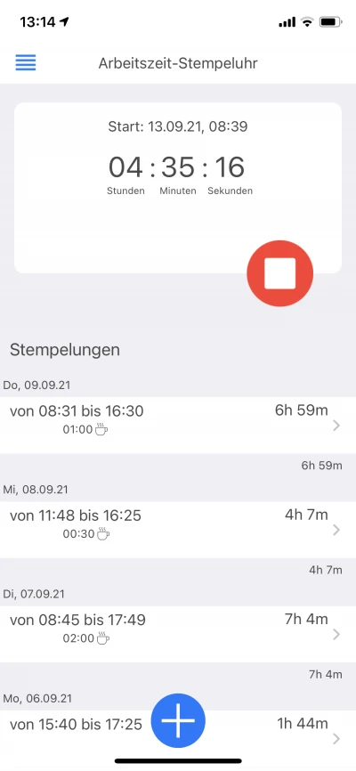 Mobile Anwesenheitserfassung Stempeluhr