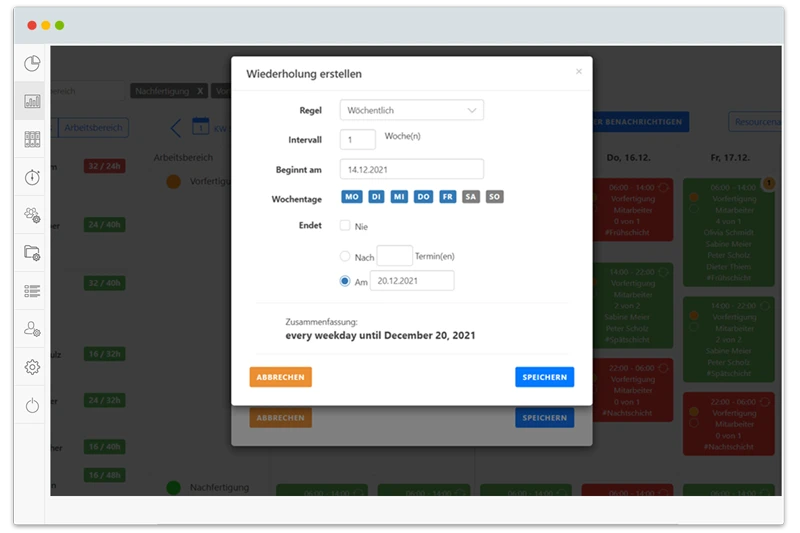 Schichtplan - Praktische Schichtwiederholung