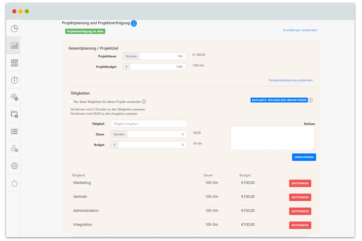 Projektzeiterfassung-Projektplanung