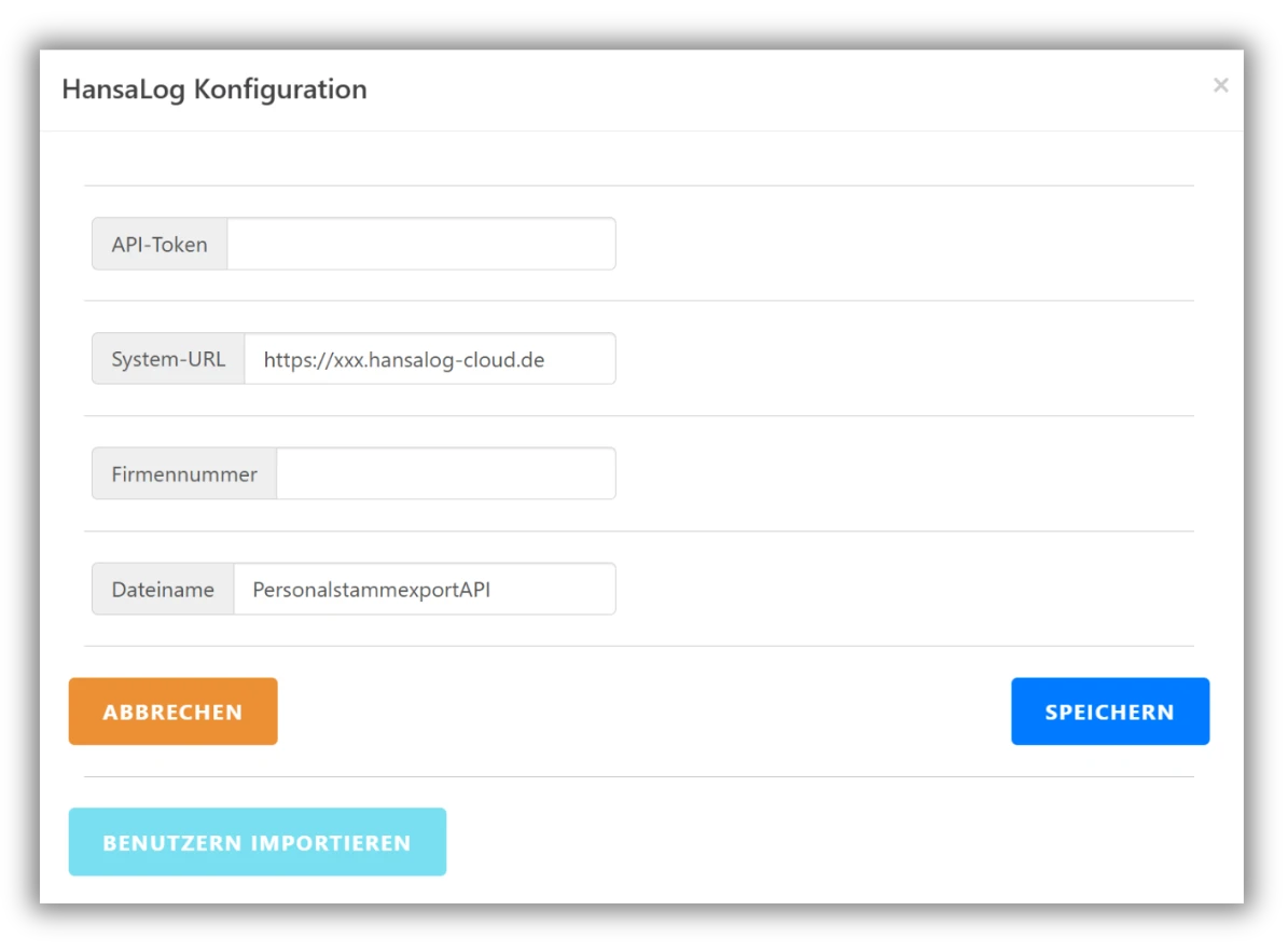 Hansalog-Konfiguration